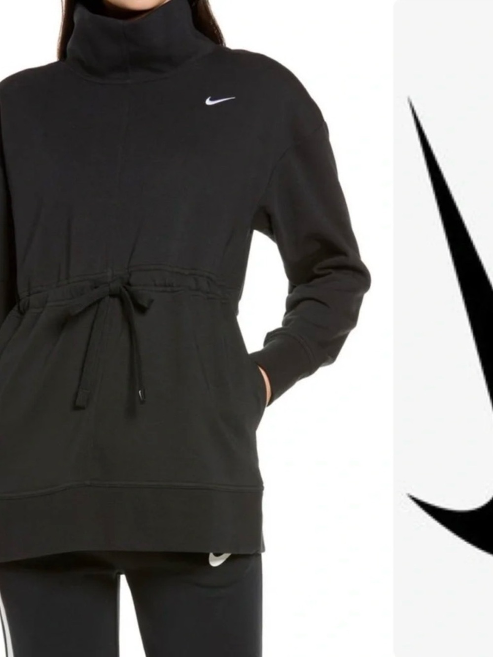 Nike Women's Dri-Fit Get Fit Pullover Training Top Drawstring Sweatshirt Black